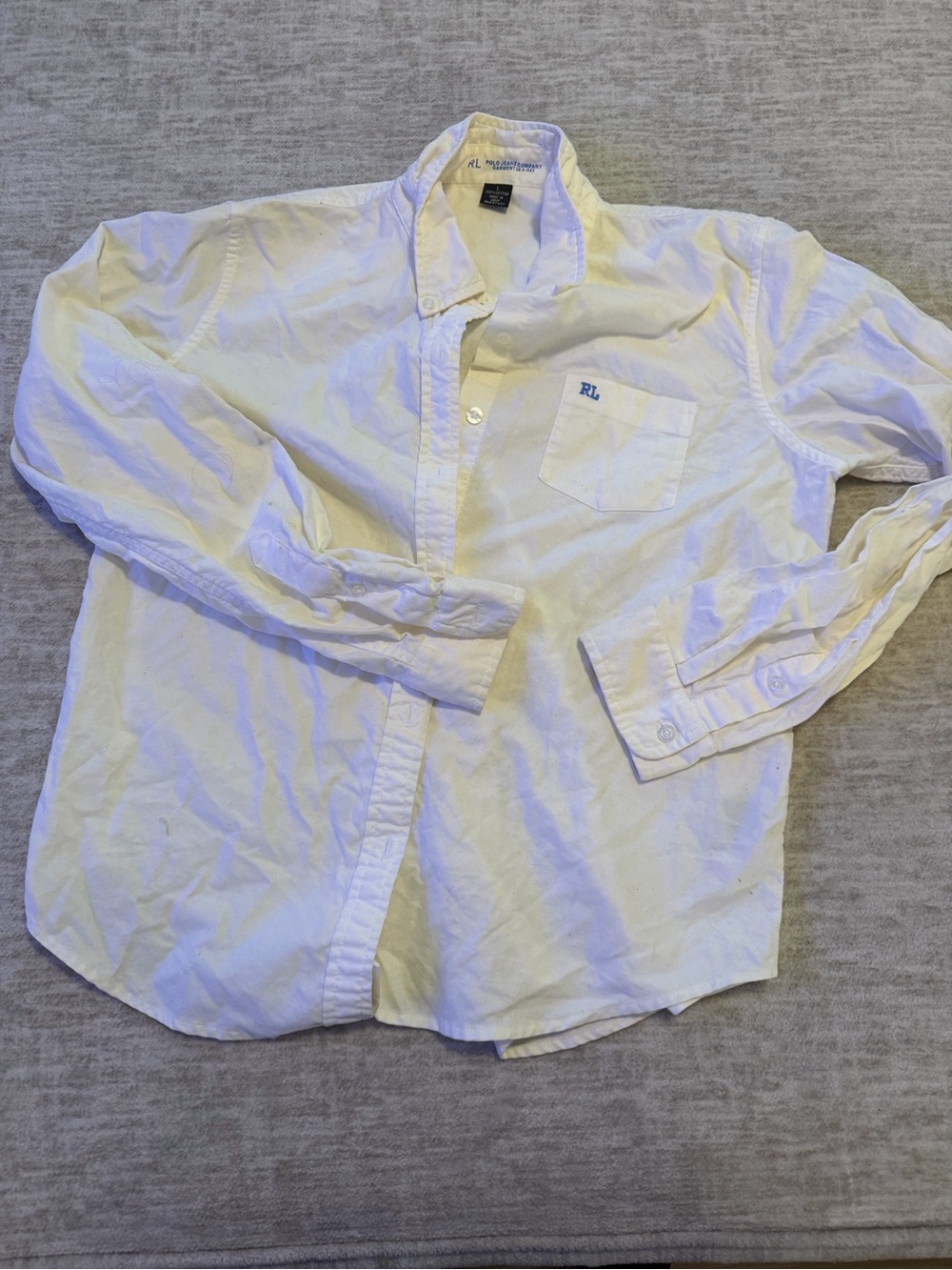 Polo by Ralph Lauren White Long-Sleeve Button-Down Pocket Shirt